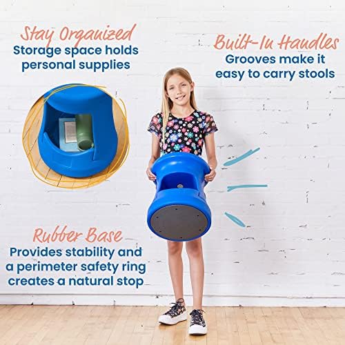 ECR4Kids Active Storage Wobble Stool, 15in Height, Blue