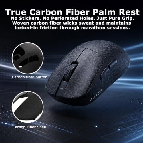 AJ199 Gaming Mouse, 60g Carbon Fiber Shell, Tri-Mode 2.4G/Bluetooth/USB-C