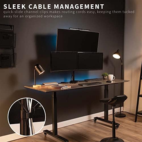 VIVO Triple LCD LED Computer Monitor Desk Stand, Free Standing Heavy Duty Fully Adjustable Mount for 3 Screens up to 30 inches STAND-V003E