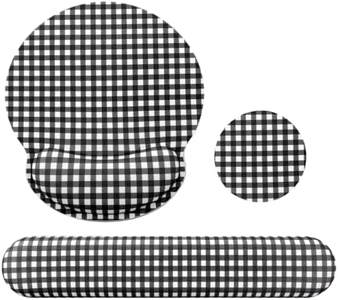Tellegloww 3 Pcs Wrist Rest Set for Mouse Pad Keyboard, Black and White