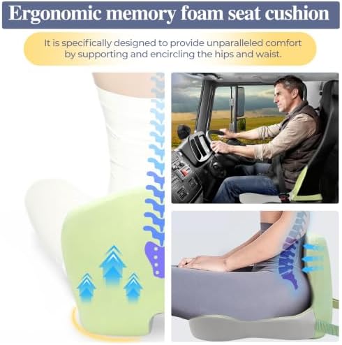 Car Seat Cushion with Lumbar Support Pillow, Seat Cushion for Driving