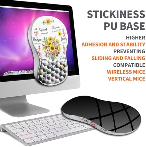 Ergonomic Joint Wrist Support Mouse Pad with Memory Foam Cushion Massage Bump, Carpal Tunnel Pain Relief Mousepad Slope Design for Wrist Rest, 11.8x7.9 in, God Said