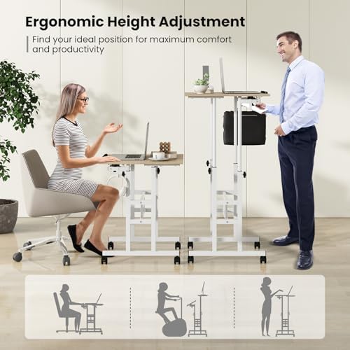 Tangkula Mobile Standing Desk, Portable Stand Up Rolling Desk