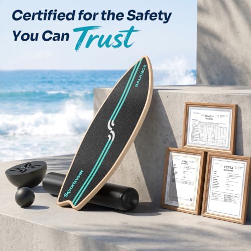Sportneer Surf Balance Board, 8-in-1 Wooden Wobble Board