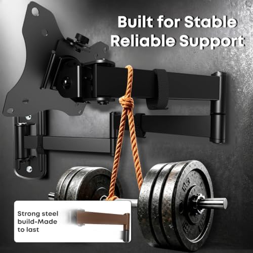 Long Arm Monitor Wall Mount up to 32 Inch, Heavy Duty 3-Section Steel Arm
