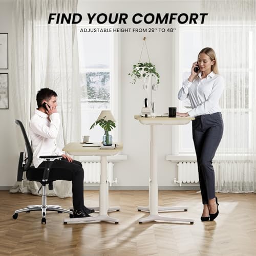 COLAMY Electric Adjustable Standing Desk – 48 x 28 Inch Sit Stand Desk with Drawer & Cable Management, Dual Motor Lift System, Ergonomic Footrest, Home Office Table (MFC Desktop, Light Maple + White)