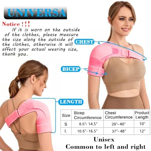 VISKONDA Shoulder Brace Sling Immobilizer and Compression Sleeve,Rotator Cuff Injury Supports for AC Joint Pain Relief,Arm Stability,Tear,Bursitis,Swelling,Tendonitis,for Men and Women (Pink,Large)