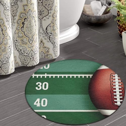 Soft Round Yoga Carpet, Large Home Decor Mat, Non Slip Machine Washable Kitchen Office Circle Rug Football Gifts