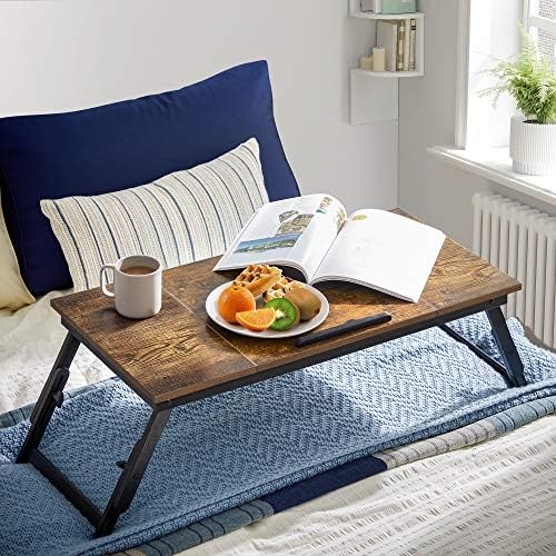 SONGMICS Bed Laptop Desk, Folding Bed Tray, Adjustable Angle and Height