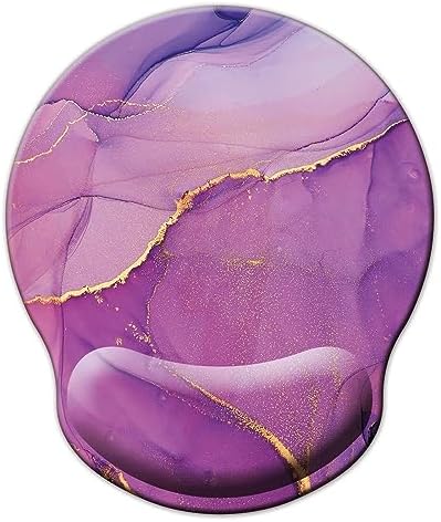 Mouse Pad with Wrist Support, Ergonomic Mouse Pad with Memory Foam Wrist Rest Cushion, Non-Slip Rubber Base Gaming Mice Pad for Home Office Computer Laptop, Purple Marble
