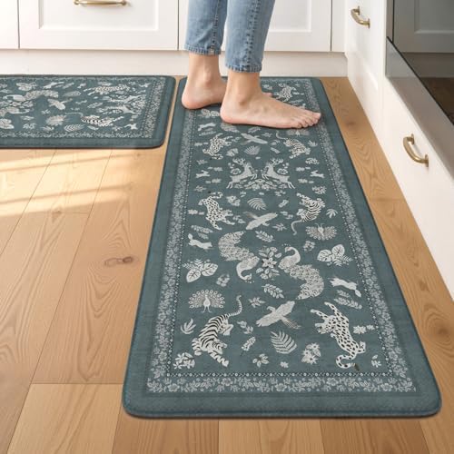 LEEVAN Anti Fatigue Kitchen Mats for Floor, Cushioned Kitchen Mat Set 2PCS