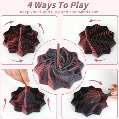 3D Printed Expanded Sensory Fidget Star, Fractal Stress Relief Spinning Tower Toy with Handle, Polygonal Honeycomb Whirling Spiral Design, Stocking Stuffers Gift for Adults Teens ADHD Office Desk