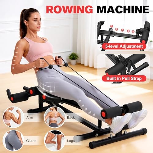 DERACY Ab Workout Machine Adjustable Ab Trainer Abdominal Trainer for Home Gym Foldable Ab Crunch Machine for Core 440 LBS