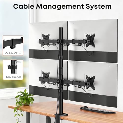 PUTORSEN Quad Monitor Desk Mount, 4 Screens, 17-32", 19.8 lbs Each
