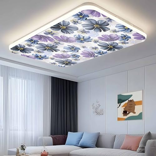 Ombre Purple Flower Magnetic Fluorescent Light Covers for Ceiling Lights 2 x 4 Feet,Watercolor Blue Green Country Floral Office Classroom Kitchen Drop Ceiling Light Covers Filters Shade Panel 3 Packs