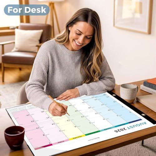 Desk Calendar 2026-2027 - 22" x 17", 18 Month Large Desk Calendar July 2026-2027 Dec, Large Desktop Calendar with Plastic Cover, Thick Paper, Corner Protectors - Colorful (3 Stickers Included)