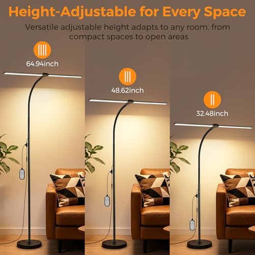 LED Floor Lamp 20W 1400LM Adjustable Neck, Bright Color Changing Light