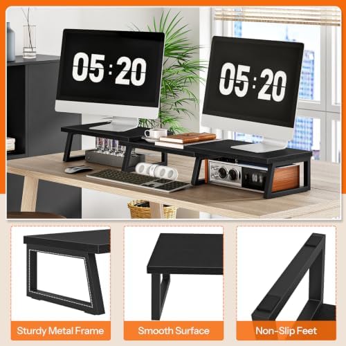 HOOBRO Dual Monitor Stand Riser, Computer Monitor Stand for PC, Black
