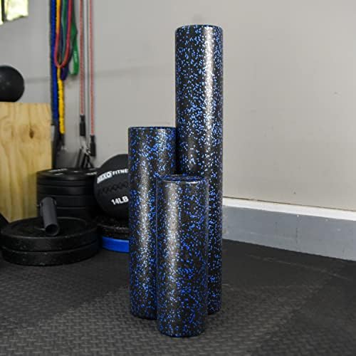 High-Density Round Foam Roller for Muscle Soreness Recovery, Exercise, Massage - 18", 24", 36" Blue Fleck (36 Inch)