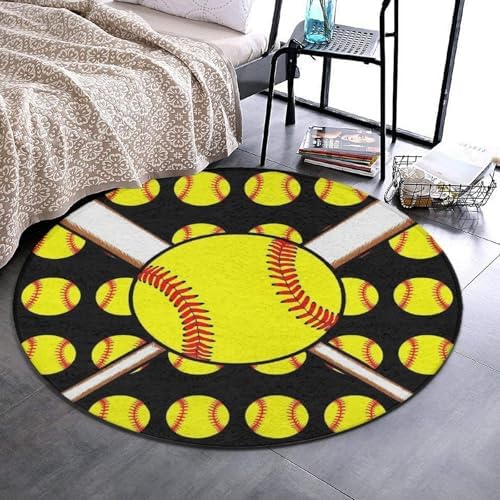 Soft Round Yoga Carpet, Office Chair Decor Round Mat for Carpet and Hardwood Floors Softball
