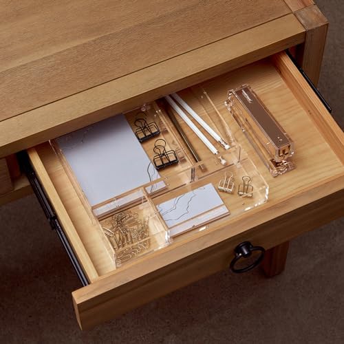 russell+hazel Large Acrylic Desk Drawer Organizer, Clear, 6"x6"