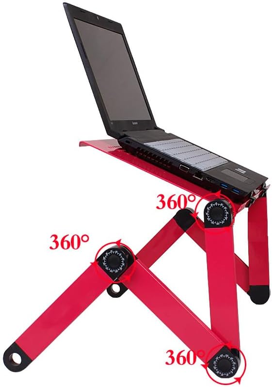 Adjustable Lap Desk Laptop Computer Portable Multifunctional Ergonomic Vented Table Stand Tray Mount Holder (420 * 260mm with Mouse Pad, Pink)