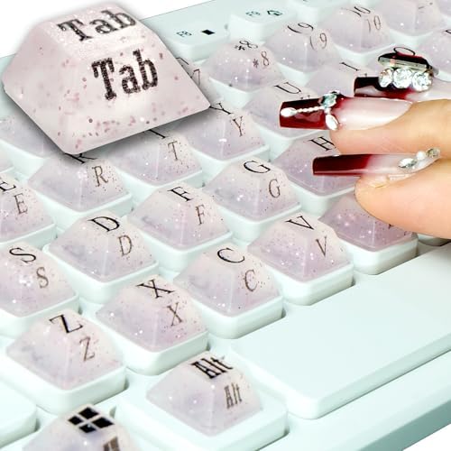 80 Pcs Long Nails Raised Keyboard Stickers for Typing & Gaming Gap Expander