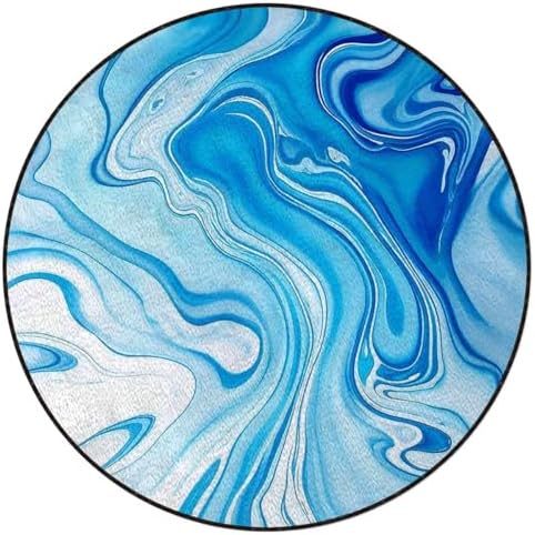 Abstract Chair Mat for Hard Floors, Modern 3D Cubism Style Noise-Cancelling & Anti-Slip Rubber Protector, Multi-Purpose Floor Mat, Deepblue Diameter 43.3 in