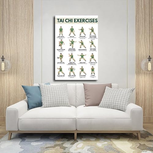 Tai Chi Exercise for Men Tai Chi Walking Exercise Chart for Men Canvas Poster Bedroom Decor Room Decor Unframe 16x24inch