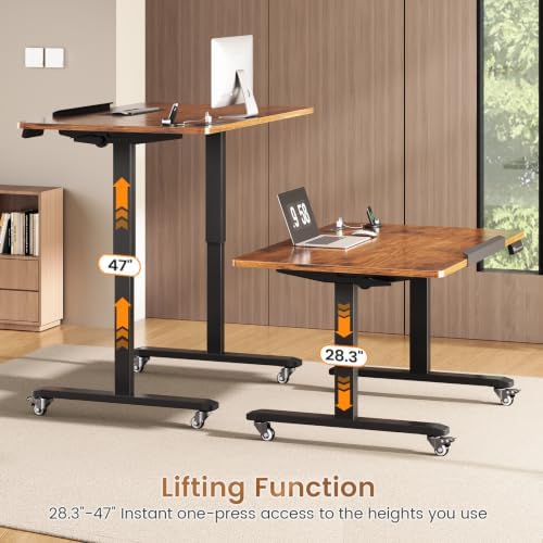 SEDETA 31.5 Inches Electric Standing Desk, 180° Tiltable Mobile Rising
