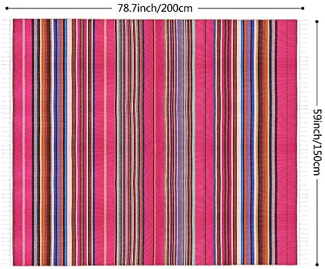Xplanet 84 X 59 Inch Mexican Serape Blanket Bay Window Blanket, Mexican Tablecloth Serape Tatami Blanket Bed Blanket Table Cover Tapestry Blanket Picnic Mat for Mexican Party Wedding Decorations