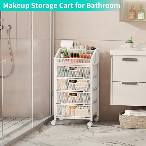 HapiRm Rolling Makeup Cart Organizer - Desk Vanity Storage Cart on Wheels