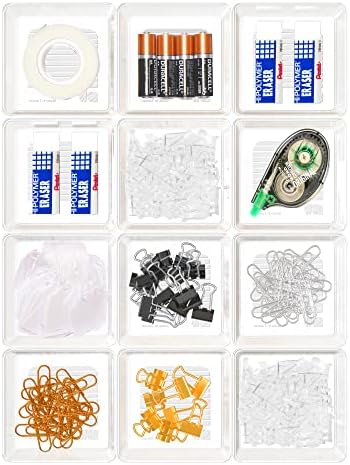 Simple Houseware Clear Desk Drawer Organizer, 3.25"x 3.25", 12 Packs