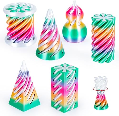 3D Printed Fidget Toys (6 Pack), Impossible Cone & Pyramid Spiral Toy, Optical Illusion Passthrough Desk Toys for Adults & Kids, Stress Relief Sensory Fidgets for Anxiety, Cool Office Gifts, Pack3