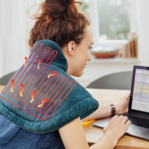 Electric Heating Pad for Neck and Shoulders Pain Relief with Auto Shut Off, Electric Heated Neck Wrap for Cramps- Stay On, Three Temperature Settings, Machine Washable 20 x 25 Inch