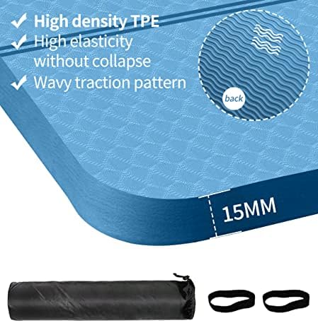 nuveti Large Exercise Mat - 15mm/20mm/30mm Thick Yoga Mat | Workout Mat for Fitness, Yoga, Pilates, Stretching & Floor Exercises for Women & Men with Free Carrying Bag