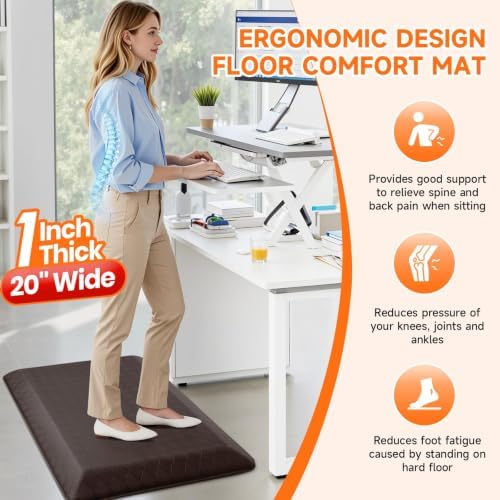 1" Thick Kitchen Mats for Floor, Water Resistant, Chocolate/32 x 20"