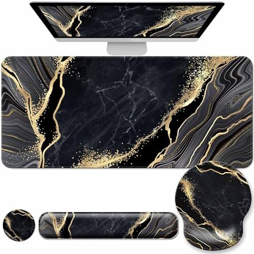 Desk Mat Set Keyboard and Mouse Pad with Wrist Rest Support