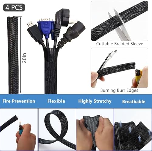 ELII 327PCS White Cable Management Kit 4 Cable Cable Sleeves 65 Cable Clips