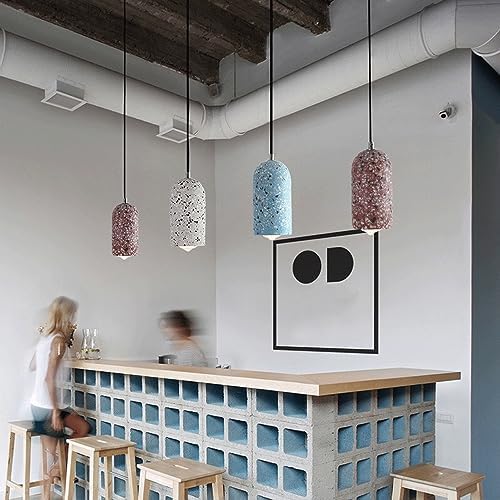 Concrete Industrial Style Light,E27 Base Single-Head Chandelier,Creative Colored Cement Little Hanging Lamp,Front Desk Ckitchen Island Decorative Lighting Fixtures/Red