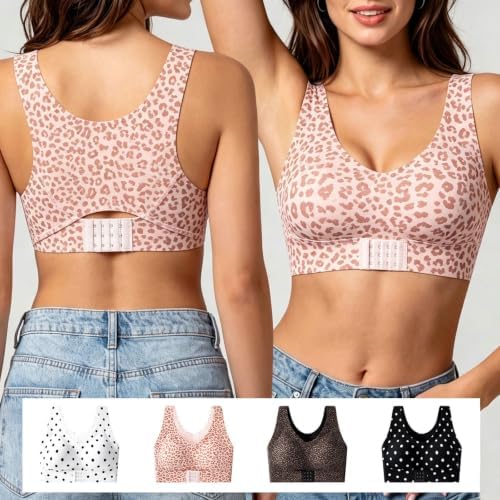 Posture Support Bras for Older Women Front Closure Crossback Wireless Bra Full Coverage Posture Correcting Bralette