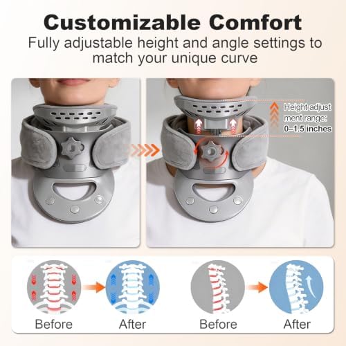 Cervical Neck Traction Device - Adjustable Neck Stretching with Heating Pad