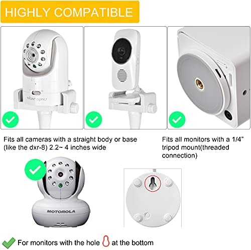Baby Monitor Mount Camera Shelf Compatible with Infant Optics DXR 8 & DXR-8 Pro and Most Other Baby Monitors,Universal Baby Camera Holder,Attaches to Crib Cot Shelves or Furniture (White)