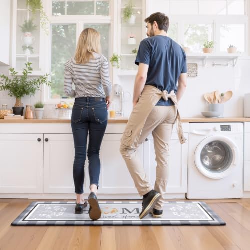 Kitchen Mats 2PCS, Anti Fatigue Rugs, 17.3x30+17.3x47.2in, Grey