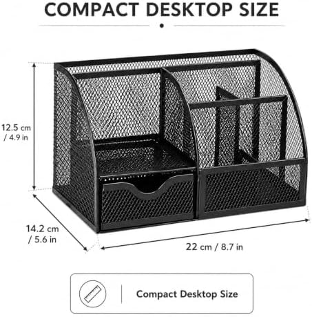 Exerz Desk Organizer 7 Compartment Pencil Holder Office Tidy Caddy Black