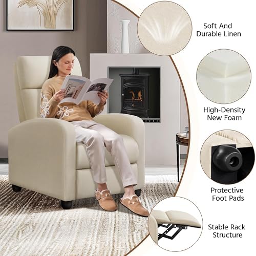 Yaheetech Recliner Chair with 3 Adjustable Angles Living Room Chairs Beige