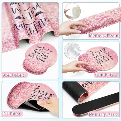 Desk Mat Set Keyboard and Mouse Pad with Wrist Rest Support