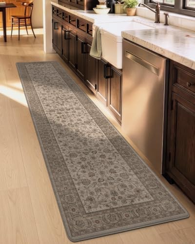 DEXI Kitchen Floor Mats Cushioned Anti Fatigue Runner 24x107 Brown Floral