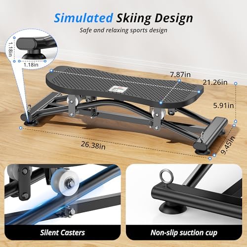 RYGEO Balance Board with Resistance Bands, Versatile Rocking Stepper, Wobble Board Featuring LCD Monitor, 330 lbs High-Capacity Ski Twister Trainer for Full Body Exercise at Home