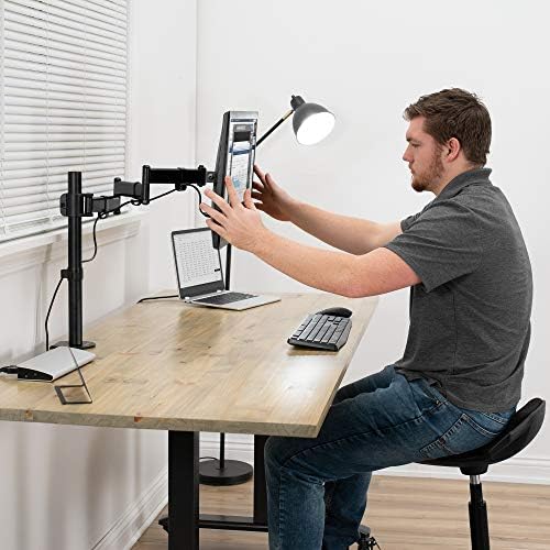 VIVO Single 13 to 32 inch Computer Monitor Desk Mount, Extra Long Adjustable Arm, VESA Stand for 1 Screen, Max VESA 100x100, Black, STAND-V101N